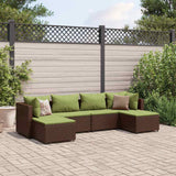 vidaXL 6-delige Loungeset met kussens poly rattan zwart