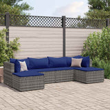 vidaXL 6-delige Loungeset met kussens poly rattan zwart