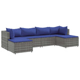 vidaXL 6-delige Loungeset met kussens poly rattan zwart