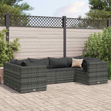 vidaXL 6-Piece Lounge Set with Cushions Poly Rattan Black