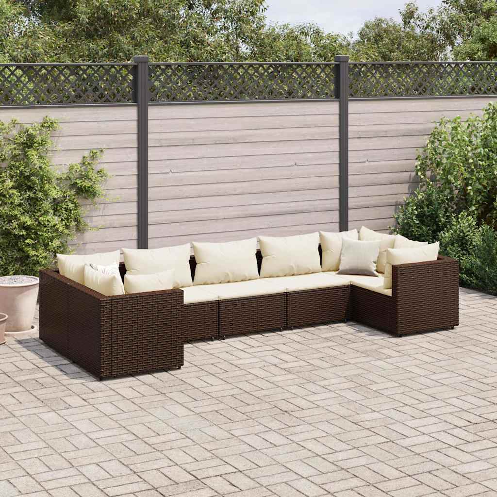 vidaXL 6-Piece Lounge Set with Cushions Poly Rattan Black