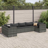 vidaXL 6-Piece Lounge Set with Cushions Poly Rattan Black