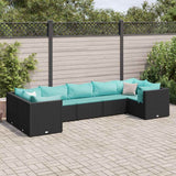 vidaXL 6-Piece Lounge Set with Cushions Poly Rattan Black