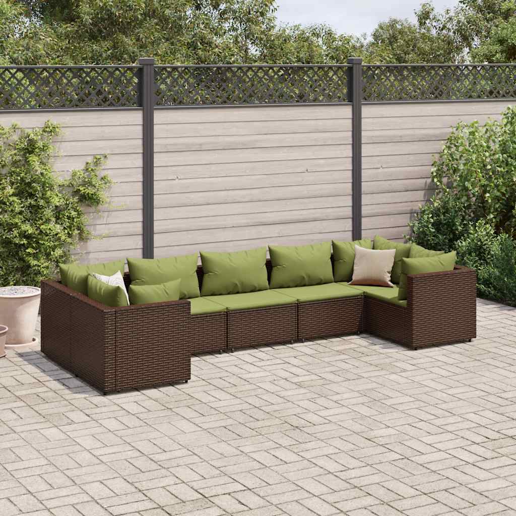 vidaXL 6-Piece Lounge Set with Cushions Poly Rattan Black