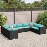 vidaXL 6-Piece Lounge Set with Cushions Poly Rattan Black