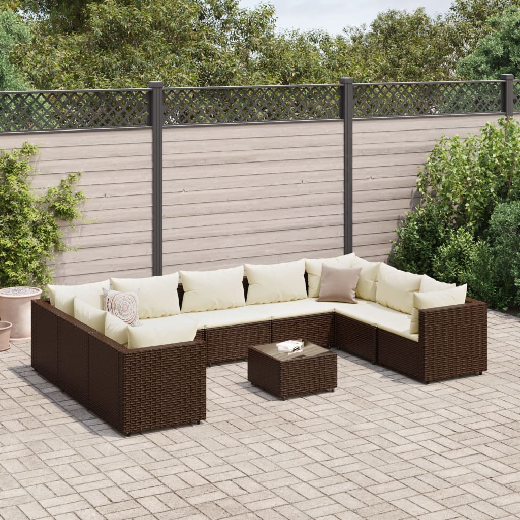 vidaXL 6-Piece Lounge Set with Cushions Poly Rattan Black