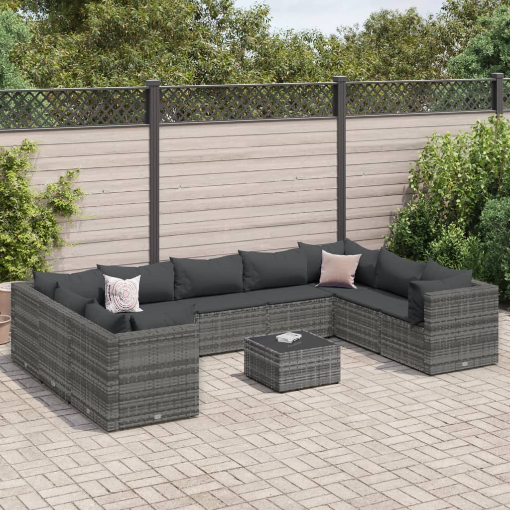 vidaXL 6-Piece Lounge Set with Cushions Poly Rattan Black