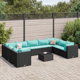 vidaXL 6-Piece Lounge Set with Cushions Poly Rattan Black