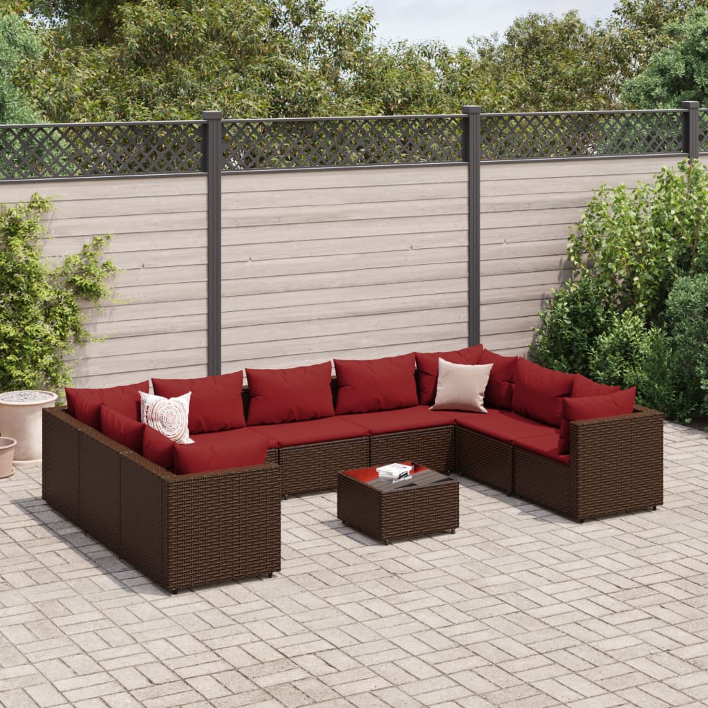 vidaXL 6-Piece Lounge Set with Cushions Poly Rattan Black