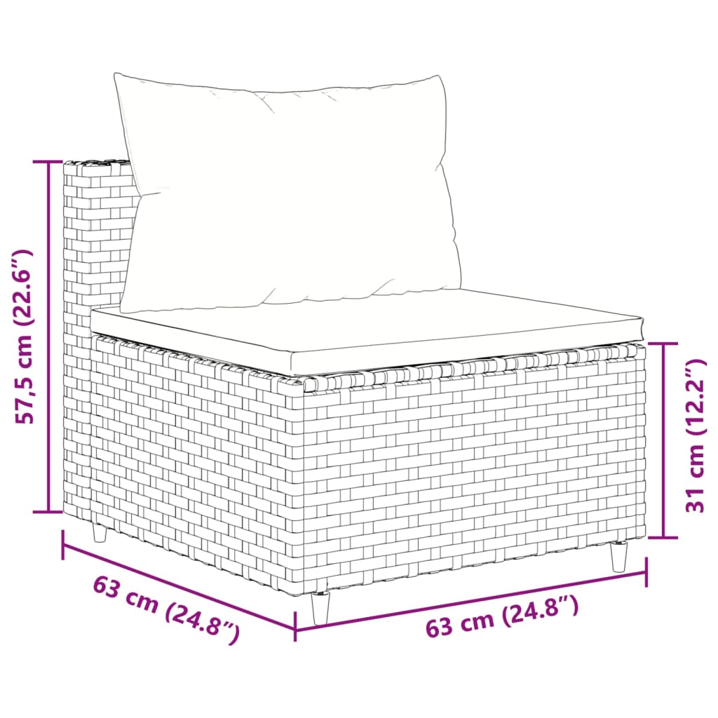 vidaXL 6-Piece Lounge Set with Cushions Poly Rattan Black