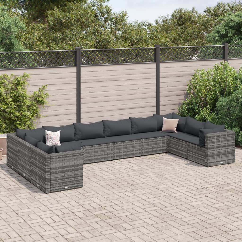 vidaXL 6-Piece Lounge Set with Cushions Poly Rattan Black