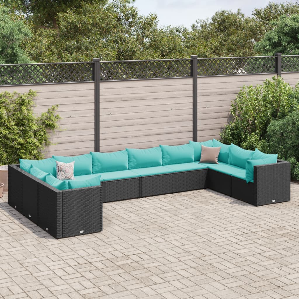vidaXL 6-Piece Lounge Set with Cushions Poly Rattan Black