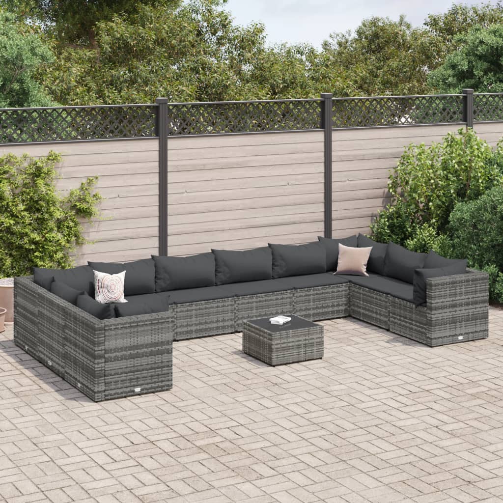 vidaXL 6-Piece Lounge Set with Cushions Poly Rattan Black