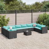 vidaXL 6-Piece Lounge Set with Cushions Poly Rattan Black