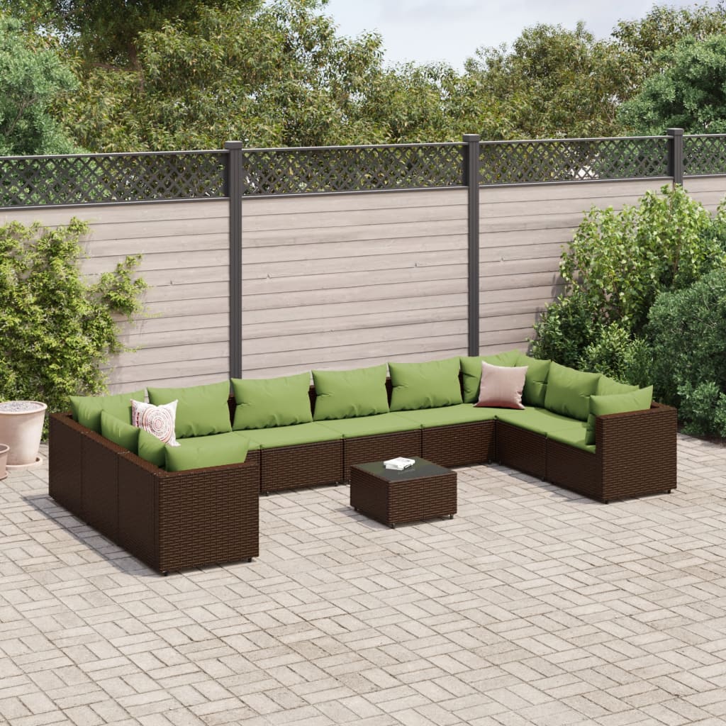 vidaXL 6-Piece Lounge Set with Cushions Poly Rattan Black