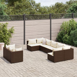 vidaXL 9-delige Loungeset met kussens poly rattan zwart