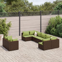 vidaXL 9-delige Loungeset met kussens poly rattan zwart