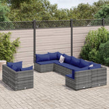 vidaXL 9-delige Loungeset met kussens poly rattan zwart