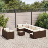 vidaXL 9-delige Loungeset met kussens poly rattan zwart