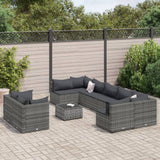 vidaXL 9-delige Loungeset met kussens poly rattan zwart
