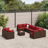 vidaXL 9-delige Loungeset met kussens poly rattan zwart