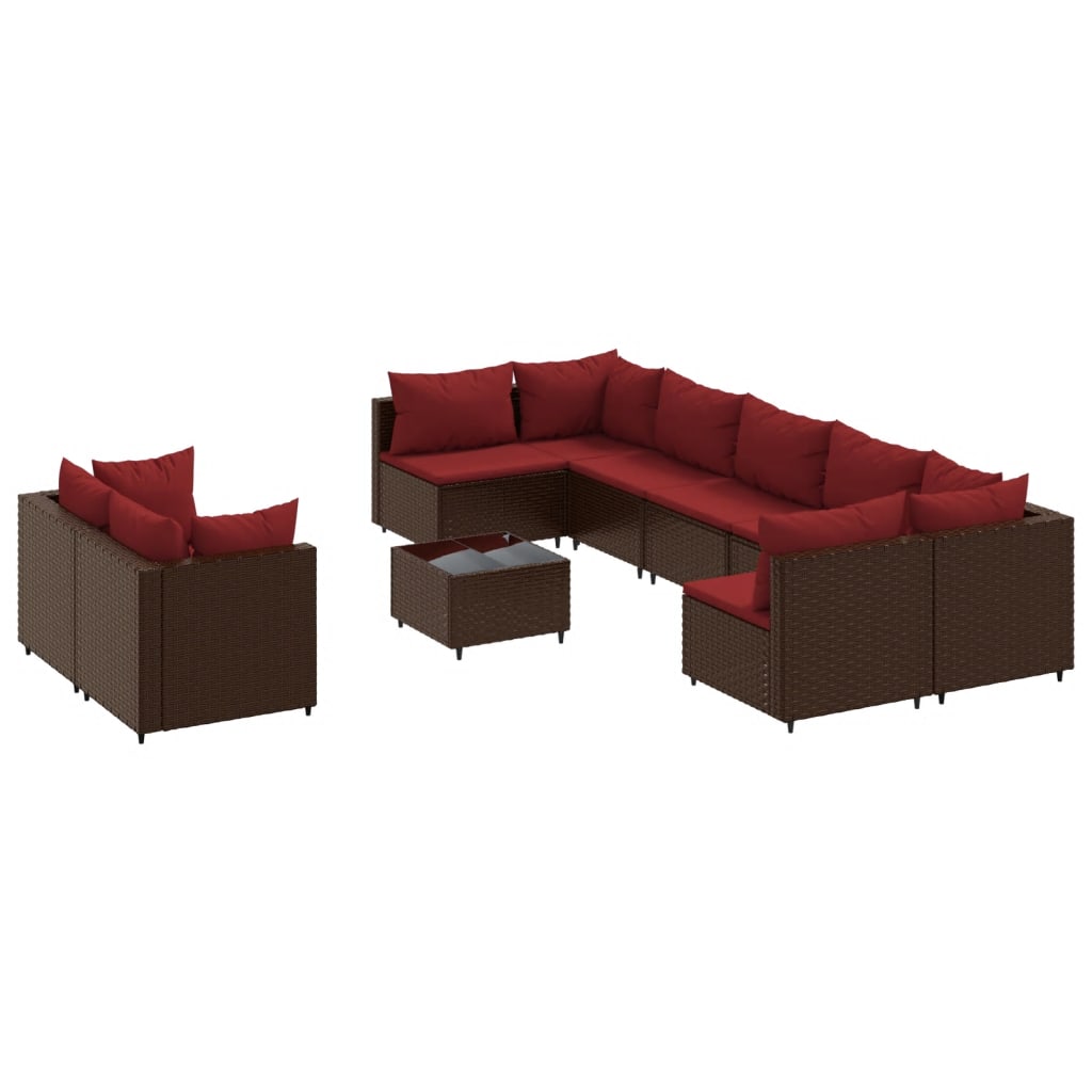 vidaXL 9-delige Loungeset met kussens poly rattan zwart