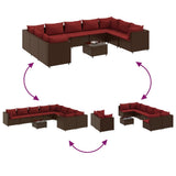 vidaXL 9-delige Loungeset met kussens poly rattan zwart