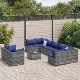 vidaXL 9-delige Loungeset met kussens poly rattan zwart
