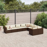 vidaXL 9-delige Loungeset met kussens poly rattan zwart