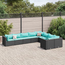 vidaXL 9-delige Loungeset met kussens poly rattan zwart