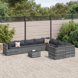 vidaXL 9-delige Loungeset met kussens poly rattan zwart