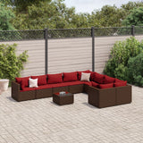 vidaXL 9-delige Loungeset met kussens poly rattan zwart