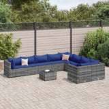 vidaXL 9-delige Loungeset met kussens poly rattan zwart