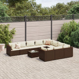 vidaXL 9-delige Loungeset met kussens poly rattan zwart