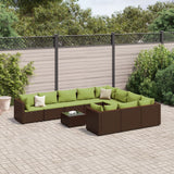 vidaXL 9-delige Loungeset met kussens poly rattan zwart