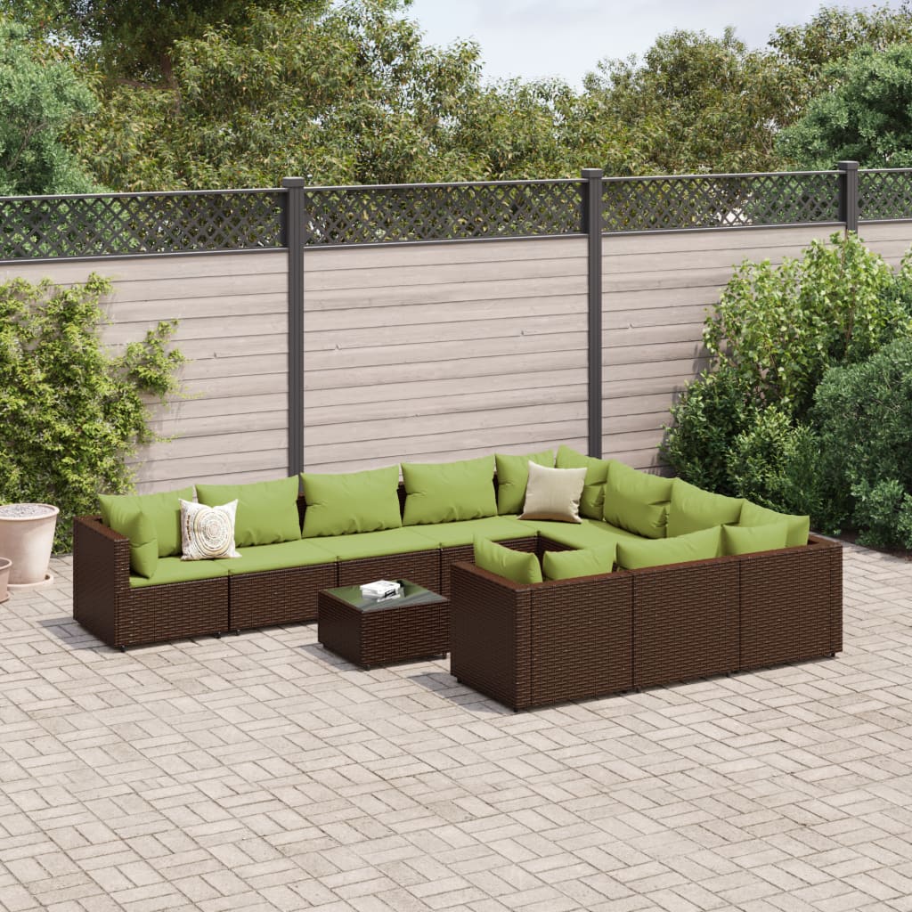 vidaXL 9-delige Loungeset met kussens poly rattan zwart