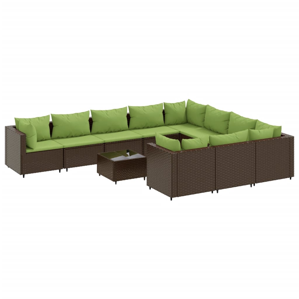 vidaXL 9-delige Loungeset met kussens poly rattan zwart