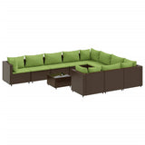 vidaXL 9-delige Loungeset met kussens poly rattan zwart