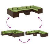 vidaXL 9-delige Loungeset met kussens poly rattan zwart