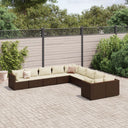 vidaXL 10-Piece Lounge Set with Cushions Poly Rattan Black