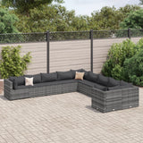 vidaXL 10-Piece Lounge Set with Cushions Poly Rattan Black
