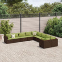 vidaXL 10-Piece Lounge Set with Cushions Poly Rattan Black