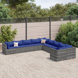 vidaXL 10-Piece Lounge Set with Cushions Poly Rattan Black