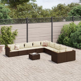 vidaXL 10-Piece Lounge Set with Cushions Poly Rattan Black