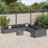 vidaXL 10-Piece Lounge Set with Cushions Poly Rattan Black