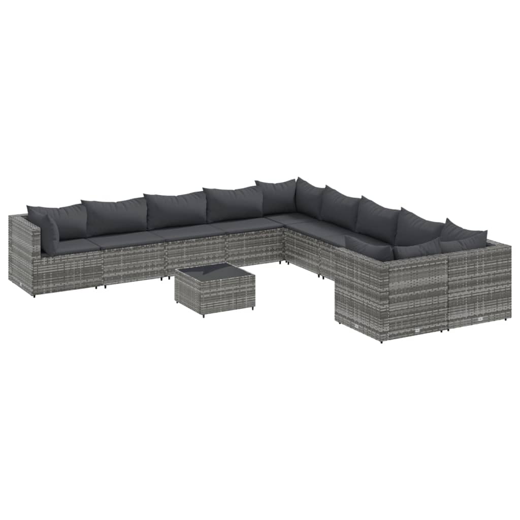 vidaXL 10-Piece Lounge Set with Cushions Poly Rattan Black