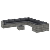 vidaXL 10-Piece Lounge Set with Cushions Poly Rattan Black