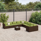 vidaXL 10-Piece Lounge Set with Cushions Poly Rattan Black