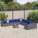vidaXL 10-Piece Lounge Set with Cushions Poly Rattan Black