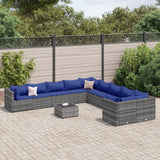 vidaXL 10-Piece Lounge Set with Cushions Poly Rattan Black
